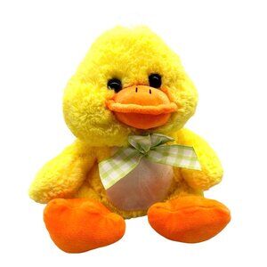 Inter-American Products Easter Chick Duck Plush 10" Yellow Green Checkered Tie